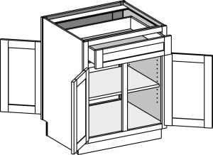 Base Double Entry, Double Door w/Single Drawer