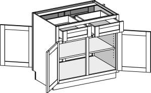 Base Double Entry Cabinet, Double Doors and Drawers