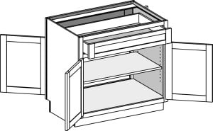 Base Double Entry w/Butt Doors, Single Drawer