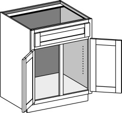 Sink Base Cabinet w/ Double Doors, Single Drawer