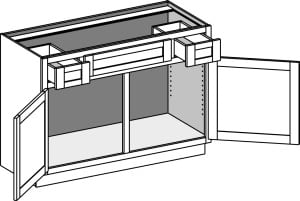 Vanity Sink Cabinet w/Double Doors & Utility Drawers