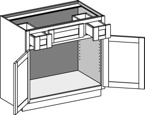 Vanity Sink Cabinet w/Butt Doors & Utility Drawers