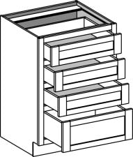 (V4D) Vanity Drawer Base w/4 Drawers