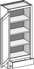 (WID) Wall One Drawer w/ Butt Doors