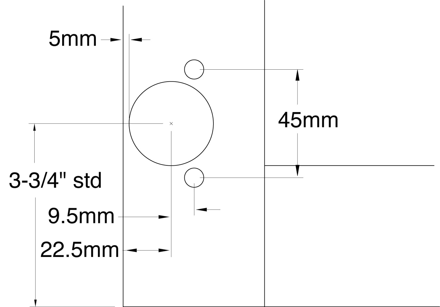 Hinge Boring Pattern "C" for Frameless Joint