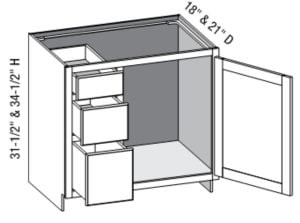 (VCFD3DL) Vanity Combo Full Door 3 Drawer Left