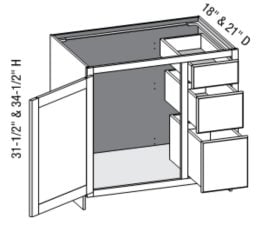 Vanity Combo Full Door 3 Drawer Right