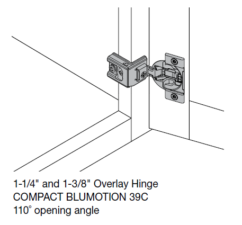 Blum 1-1/4″ and 1-3/8″ Full Overlay Soft Close Hinge