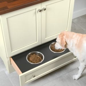 sliding drawer with pet food bowls