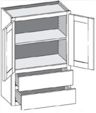 (W2DBD) Wall Two Drawer w/ Butt Doors