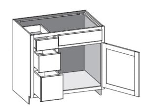 (VC3DL) Vanity Combo 3 Drawer Left