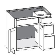 (VC3DR-BD) Vanity Combo 3 Drawer Right w/Butt Doors