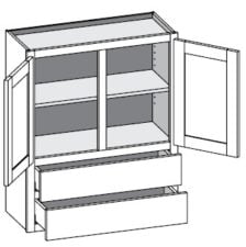 (W2D-CS) Wall Cabinet w/2 Drawers – Double Doors