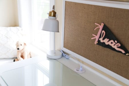 white desk lamp on custom desk