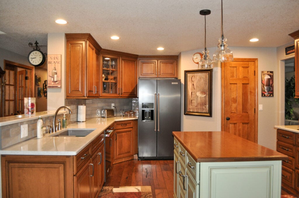 cozy kitchen with face frame cabinetry