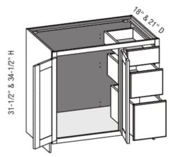 (VCFD3DR-BD) Vanity Combo Full Door 3 Drawer Right w/Butt Doors