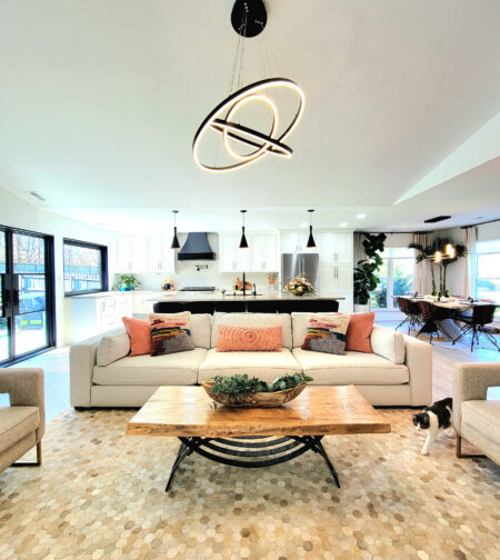 Flush Inset, Albany Door, Reverse Shaker 1529 Side A, Frosty White & Ebony, Artisan Hood, 8' ceiling