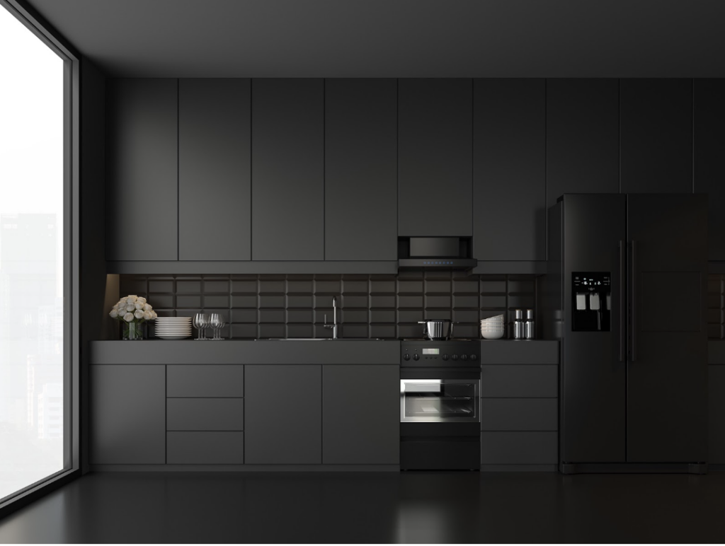 black frameless cabinets