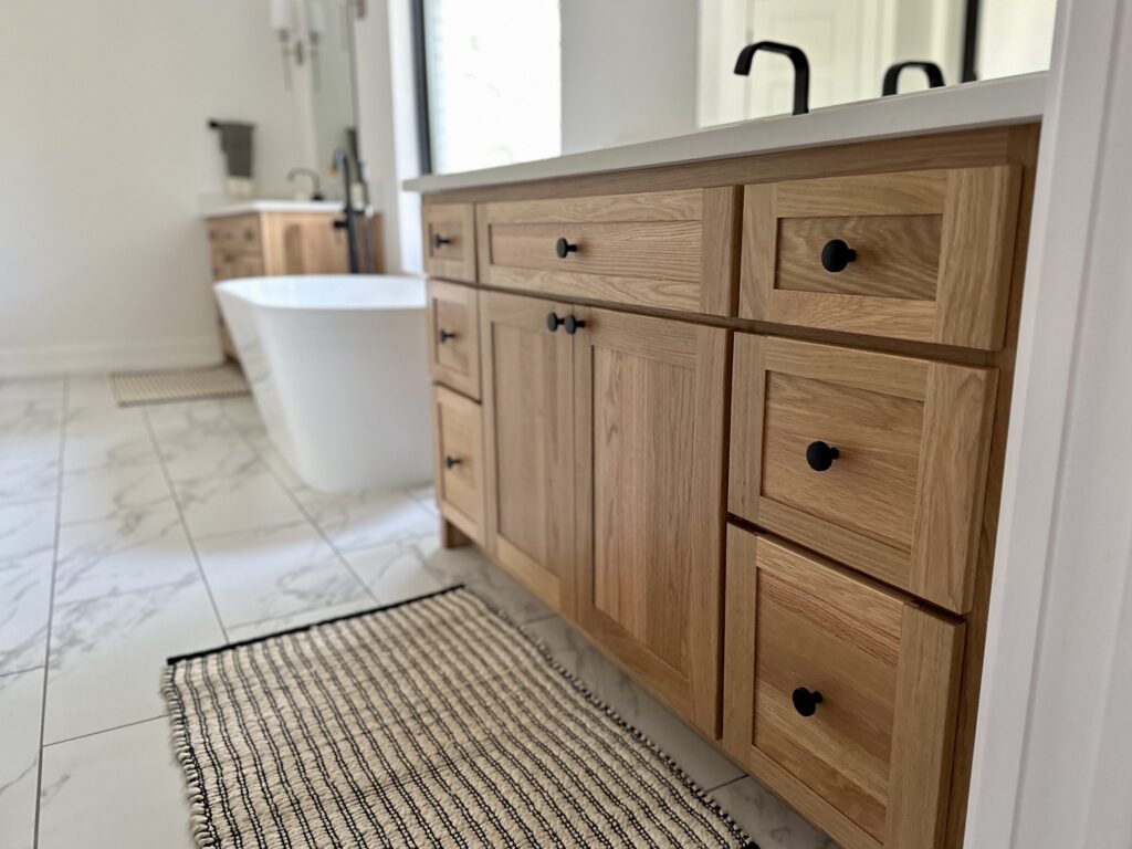 white oak vanity cabinet