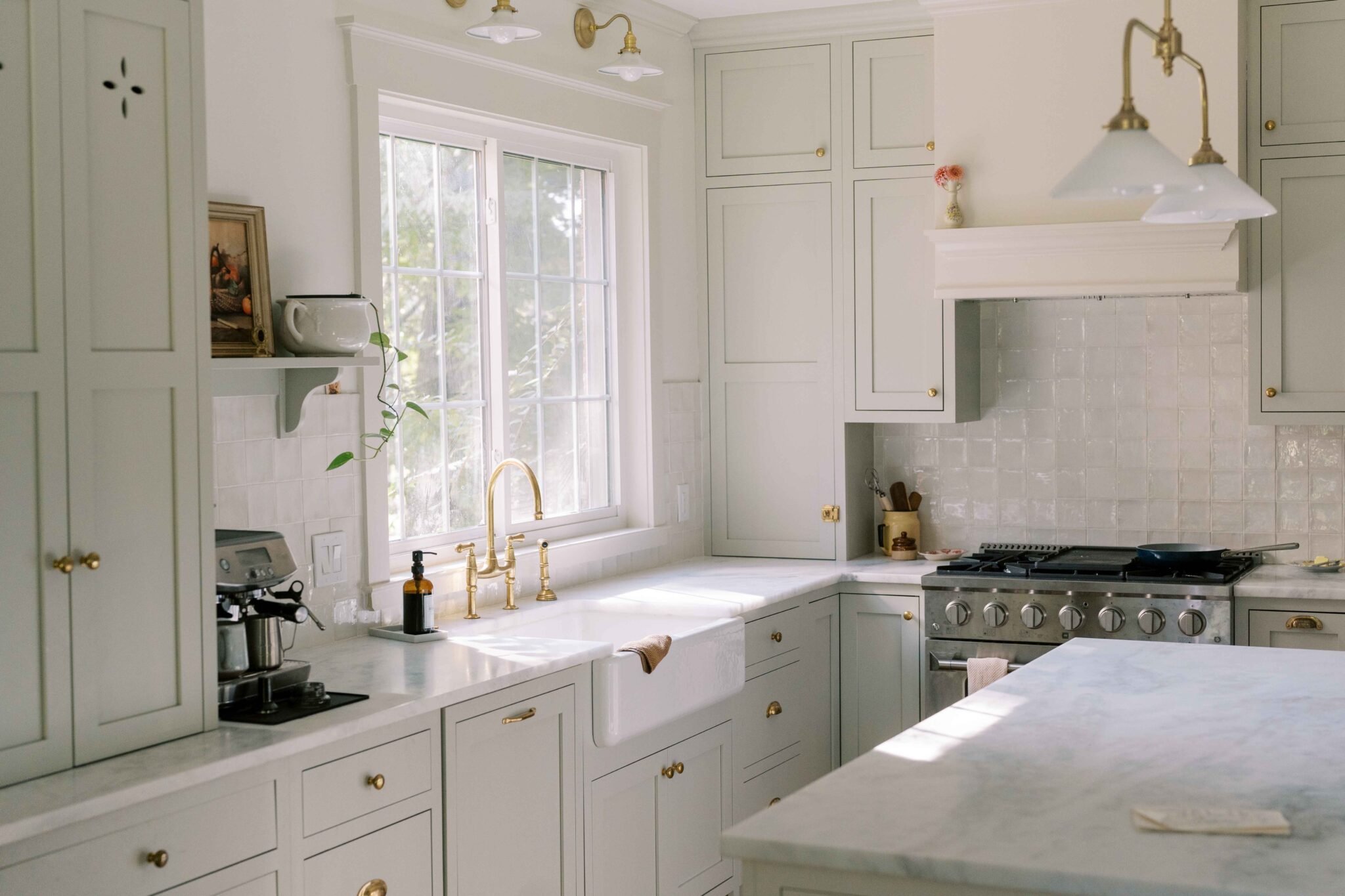 custom white cabinetry with farmhouse feel